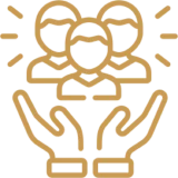 Group icon with hands and people